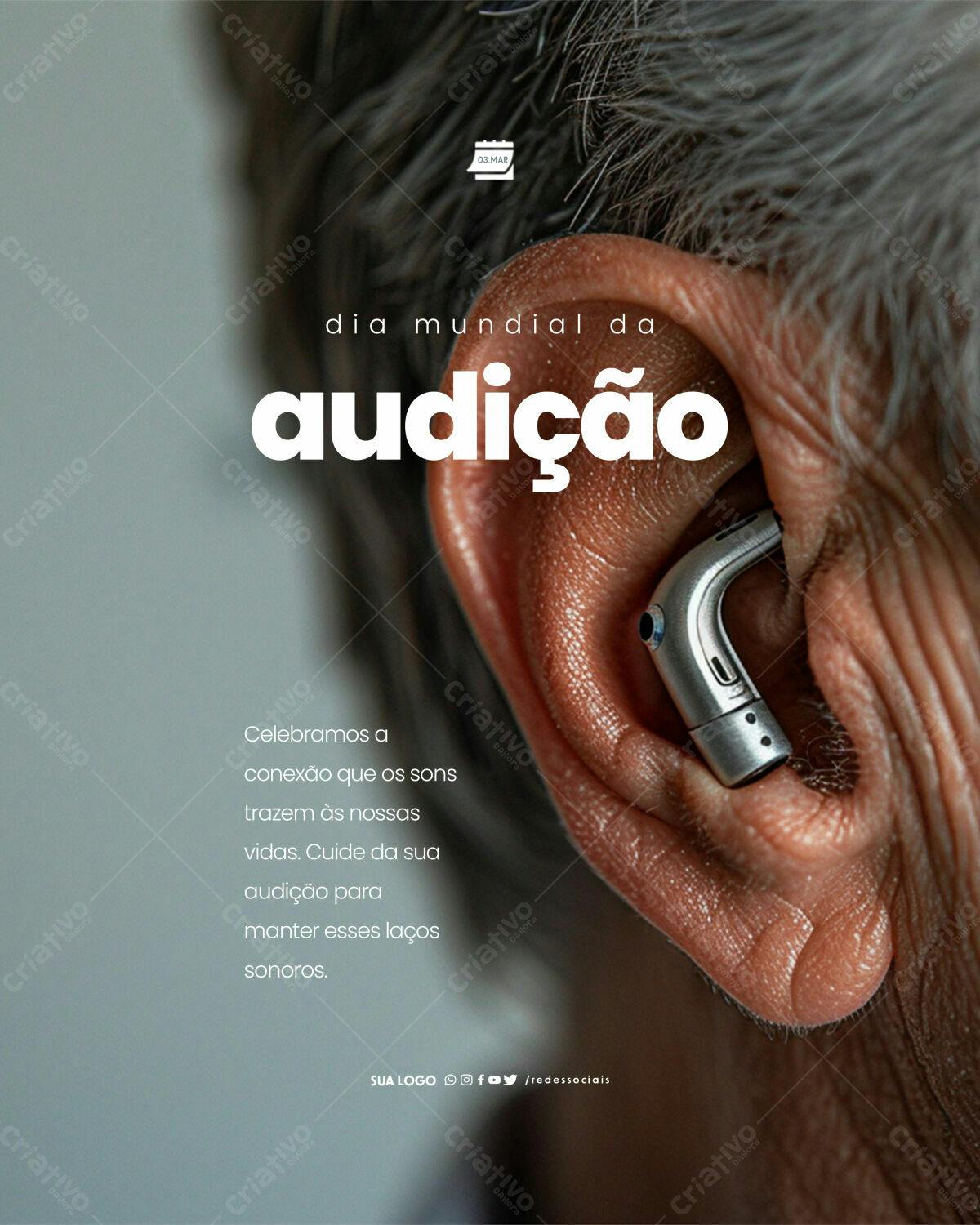 Flyer Dia Mundial da Audição PSD Editável