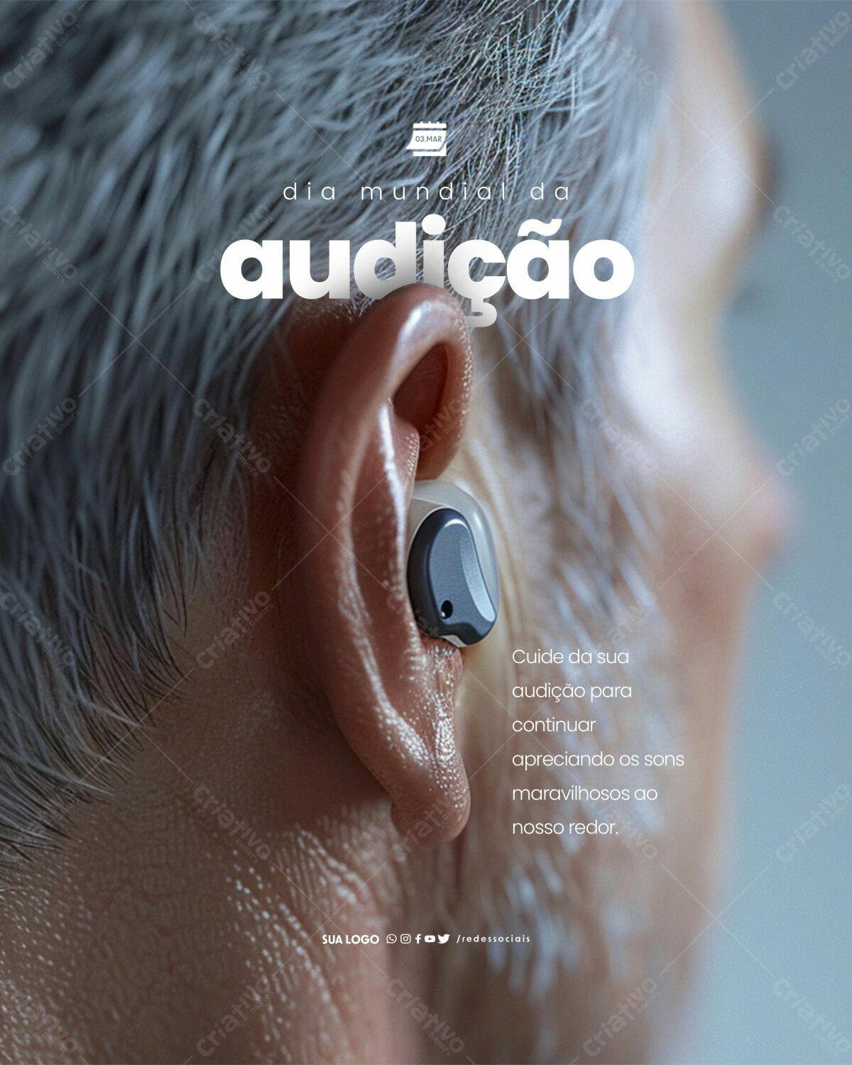 Flyer Dia Mundial da Audição PSD Editável