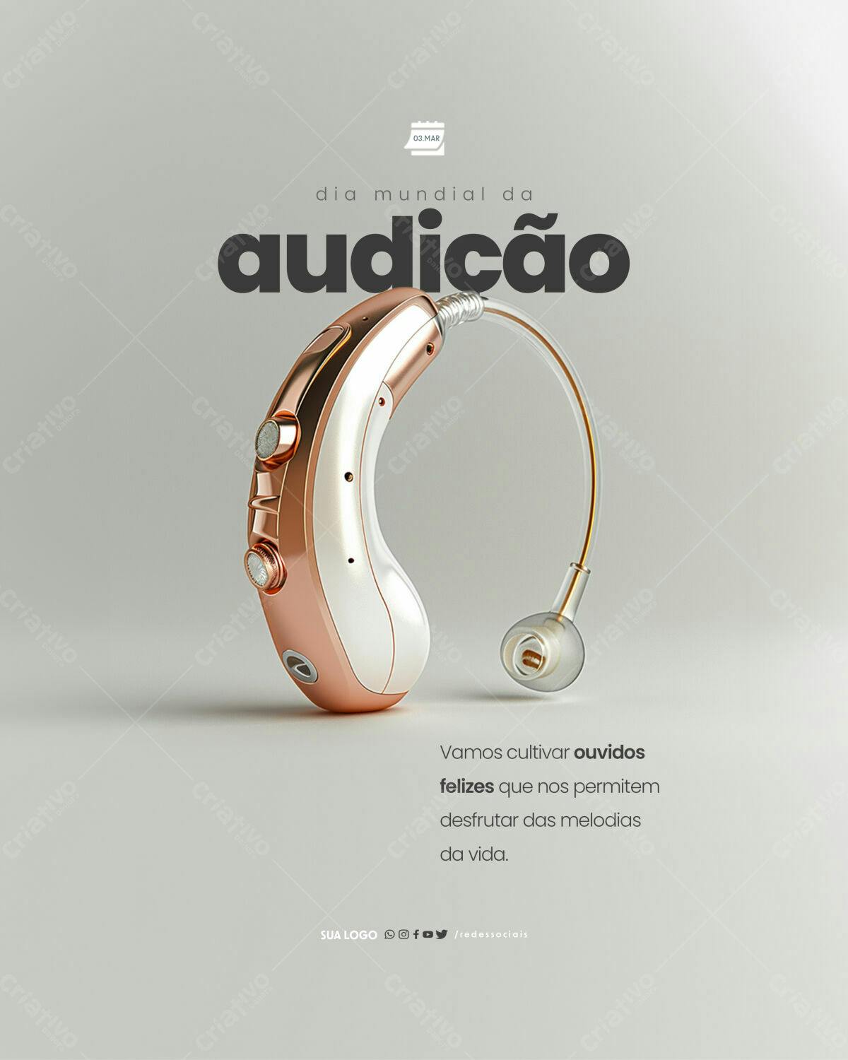 Flyer Dia Mundial da Audição PSD Editável