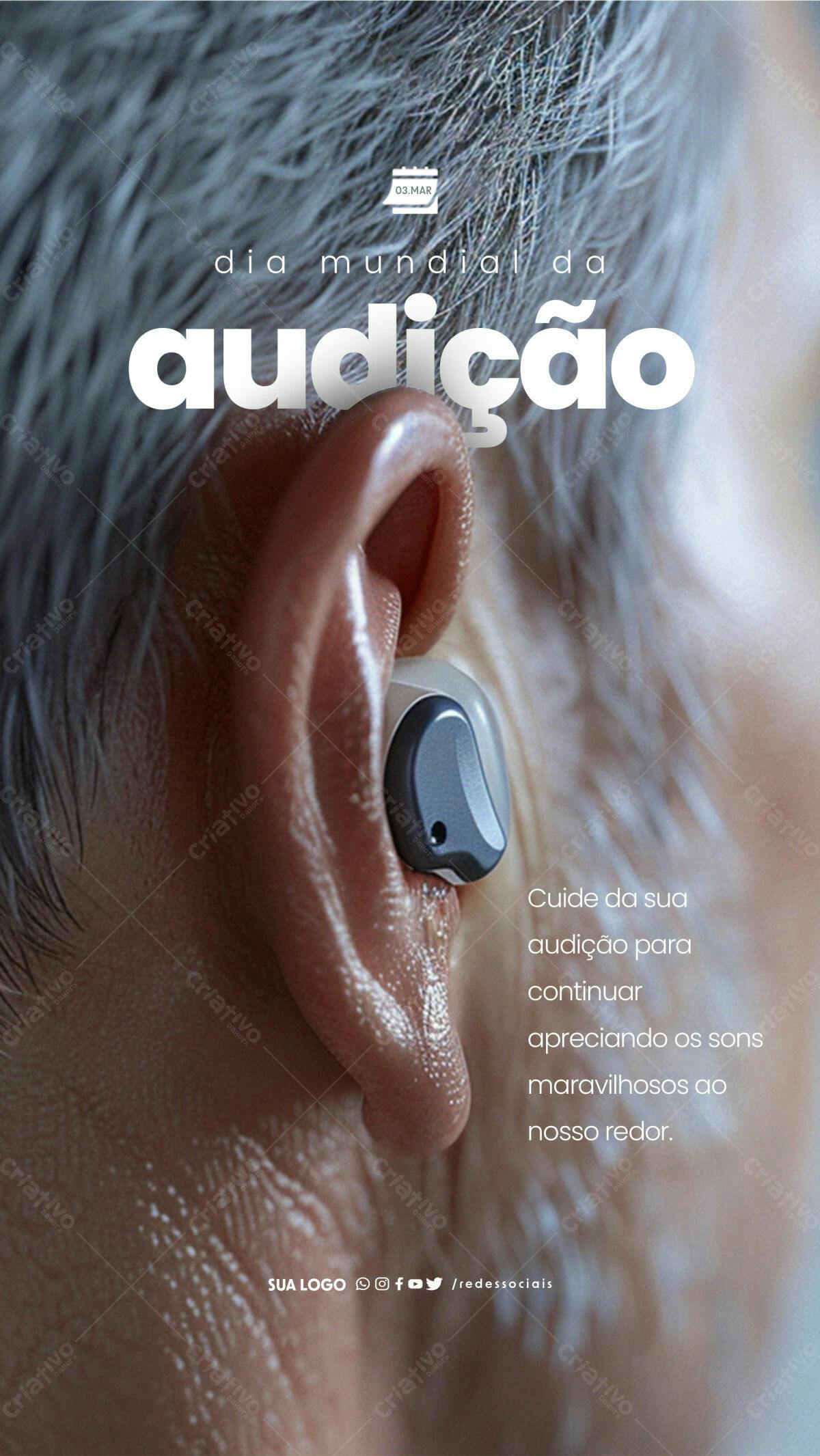 Flyer Dia Mundial da Audição PSD Editável