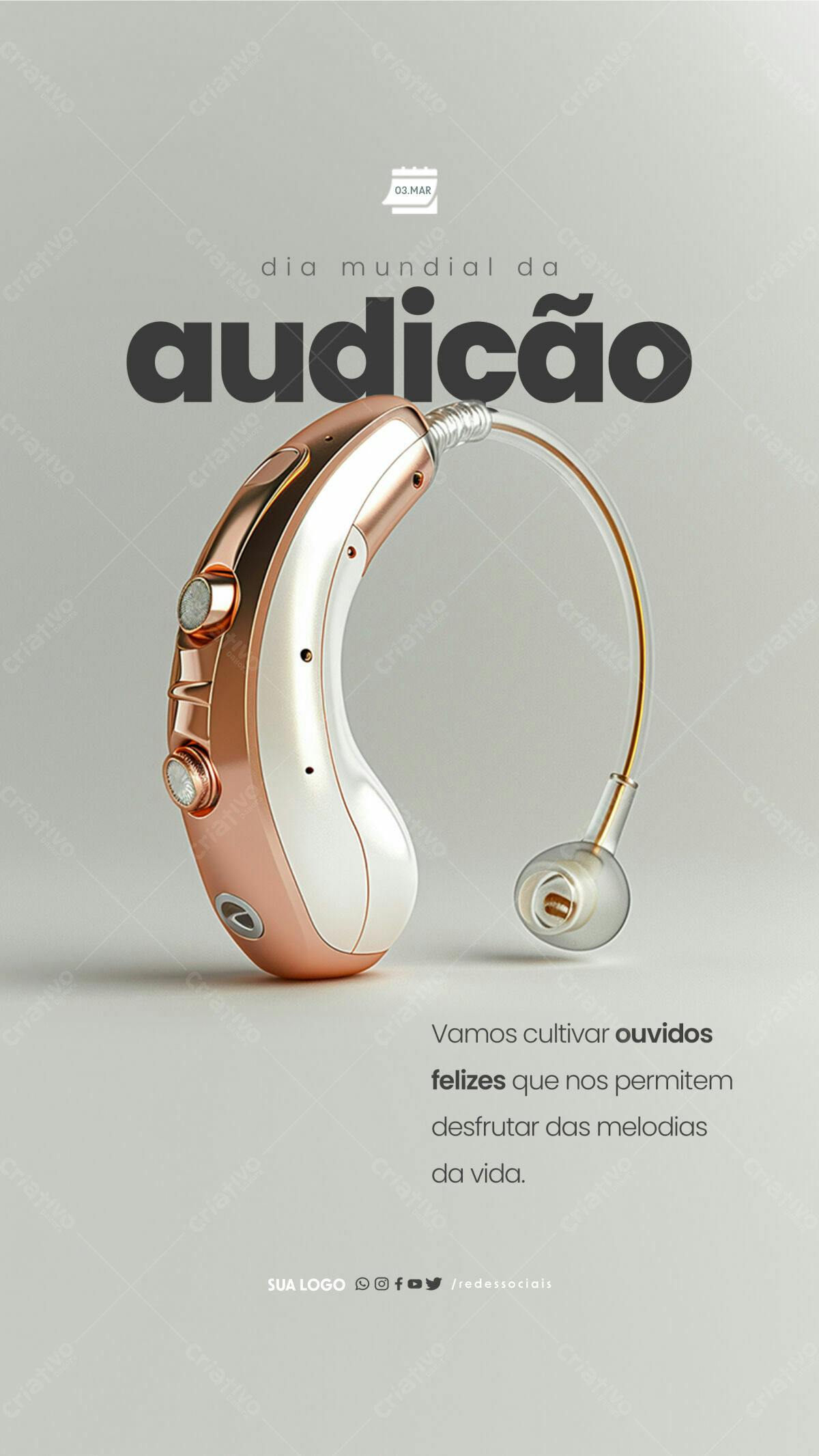 Flyer Dia Mundial da Audição PSD Editável