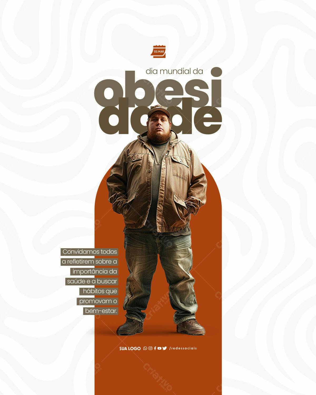 Poster Dia Mundial da Obesidade PSD Editável
