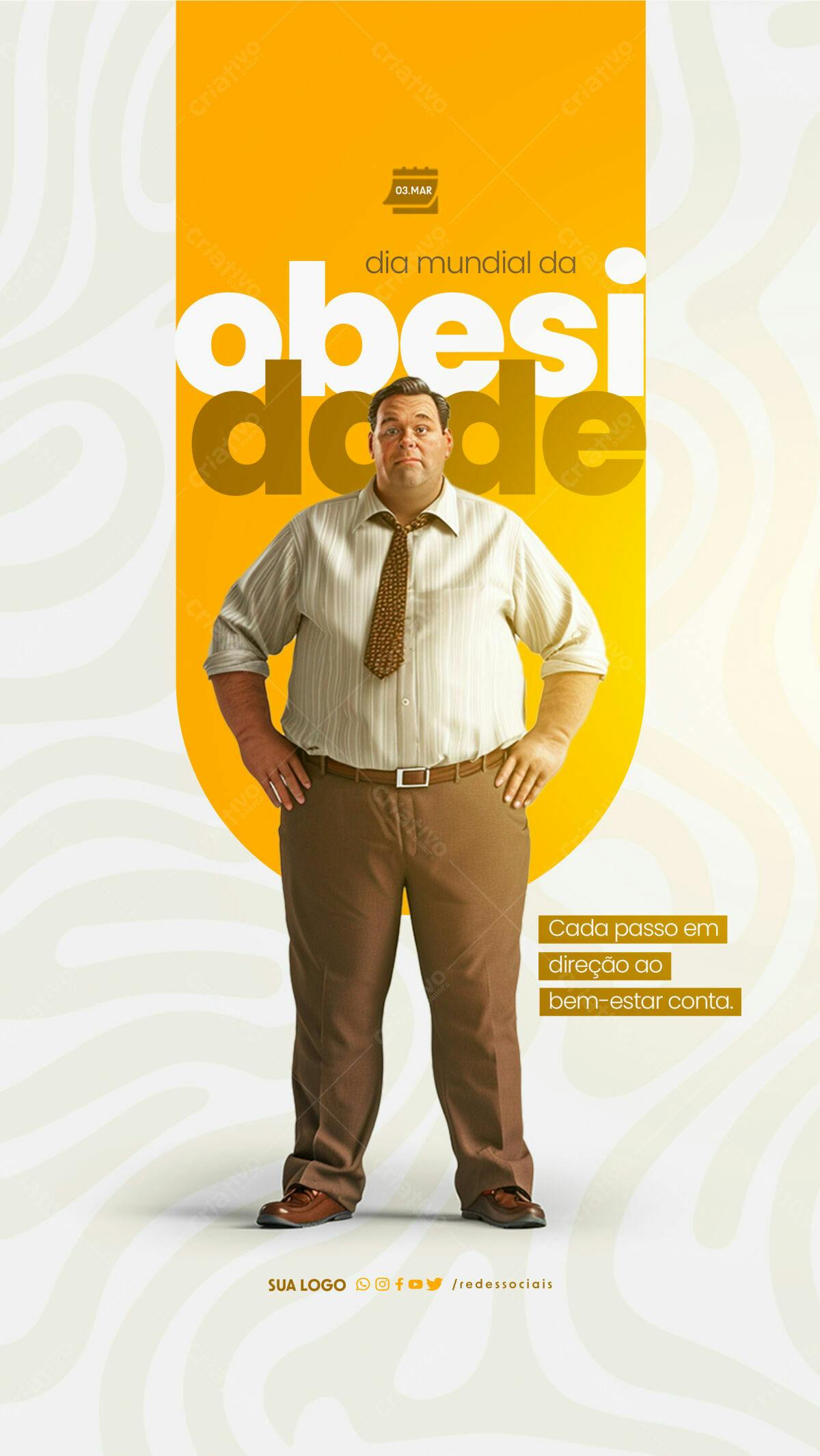 Flyer Dia Mundial da Obesidade PSD Editável