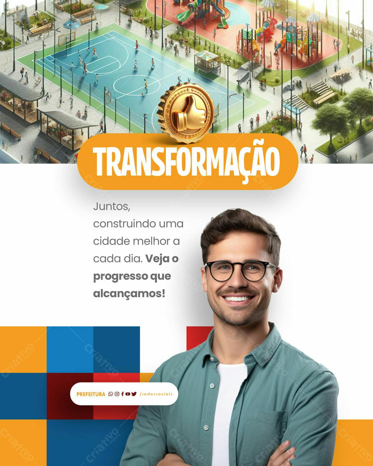 Flyer Prefeitura PSD Editável para Campanha de Transformação Urbana