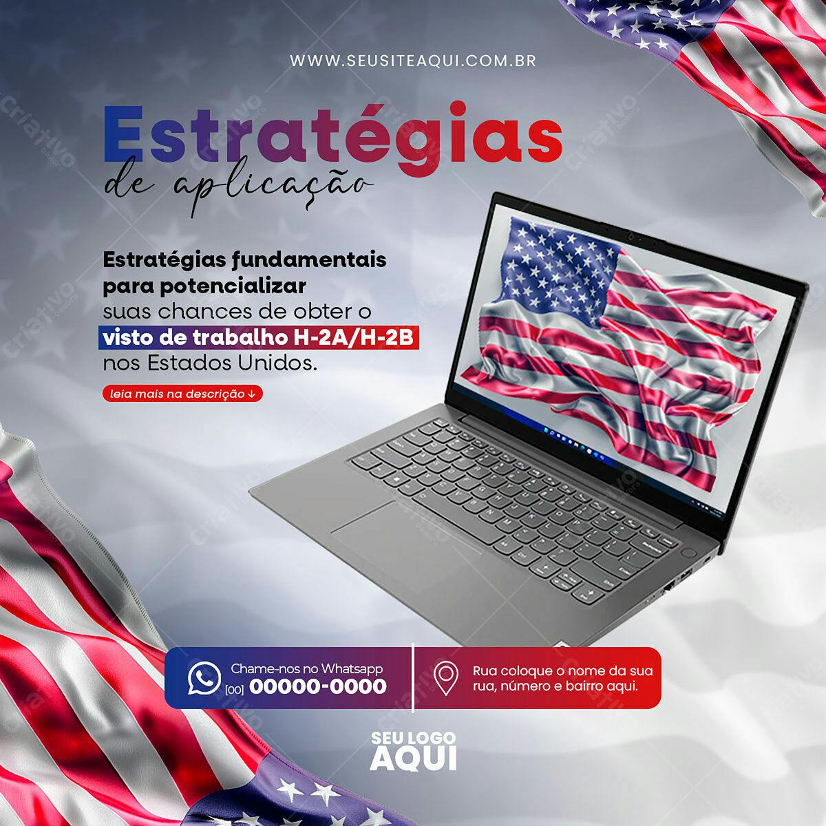 Post para Visto de Trabalho EUA PSD Editável