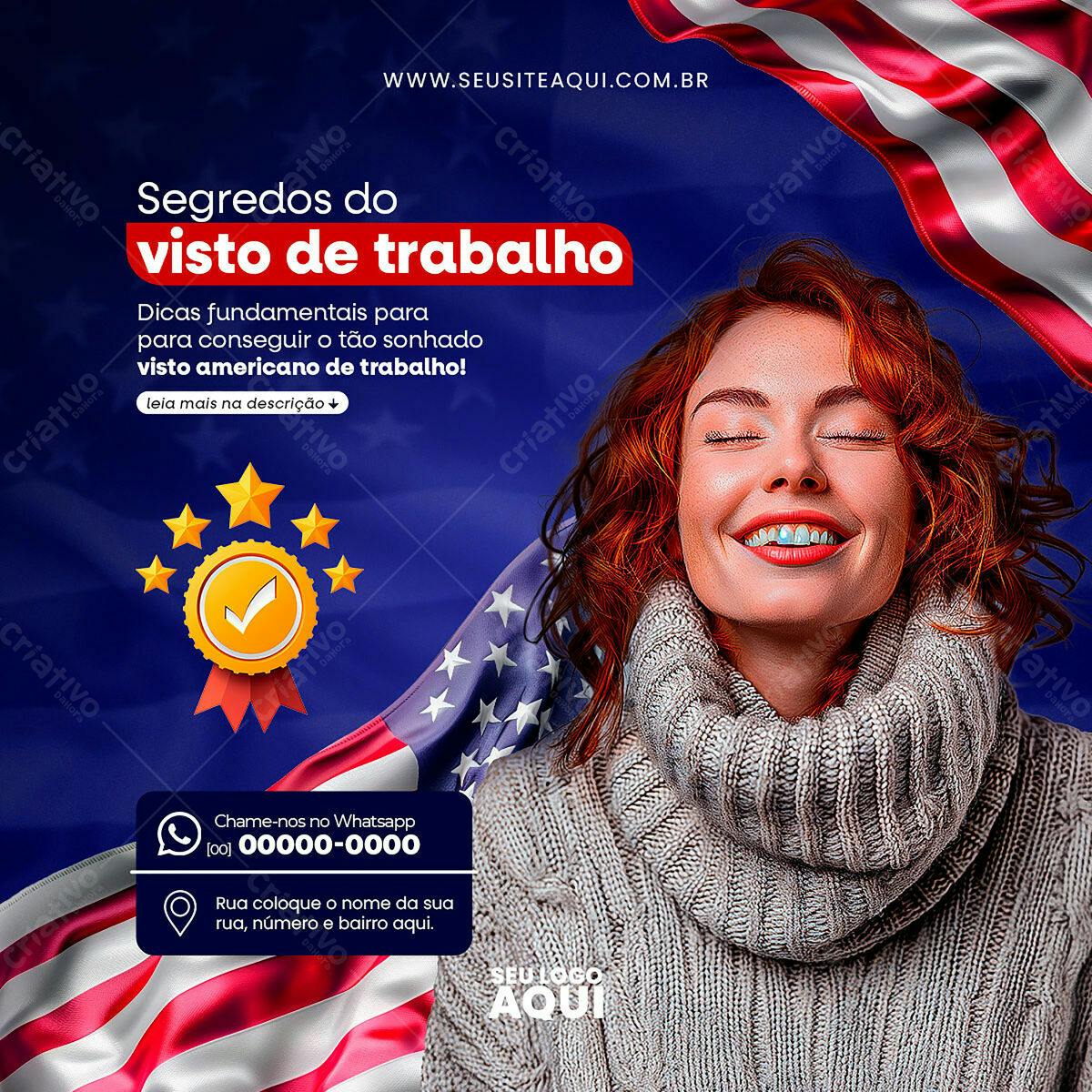 Postagem Instagram Visto Americano PSD Editável