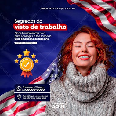 Visto americano | intercâmbio | psd editável