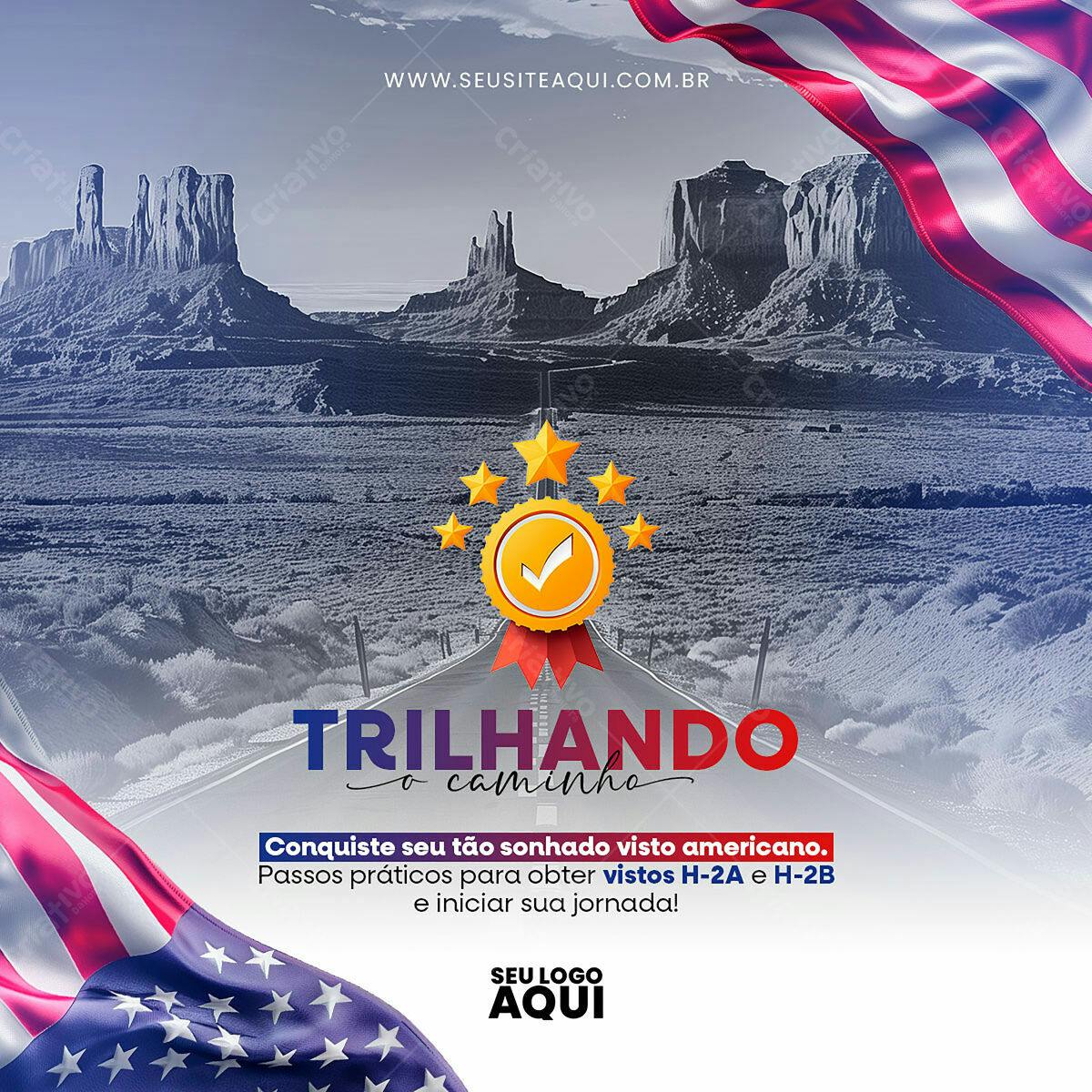 Flyer para Visto Americano PSD Editável
