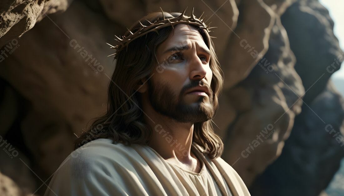 Jesus Cristo coroa de espinhos rochas claras