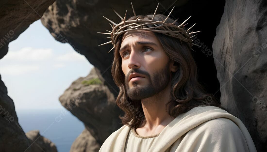 Jesus Cristo coroa de espinhos rochas