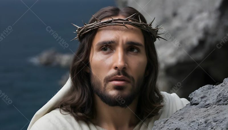 Composição de jesus cristo com coroa de espinhos v.8