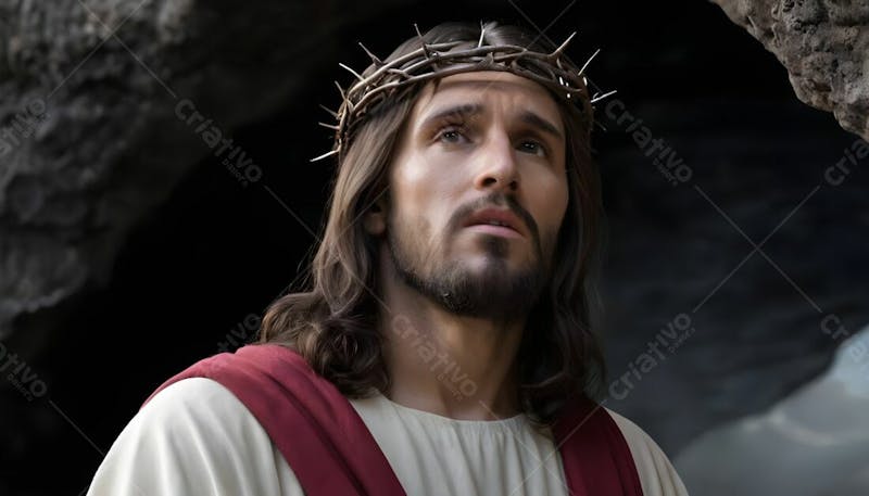 Composição de jesus cristo com coroa de espinhos v.10