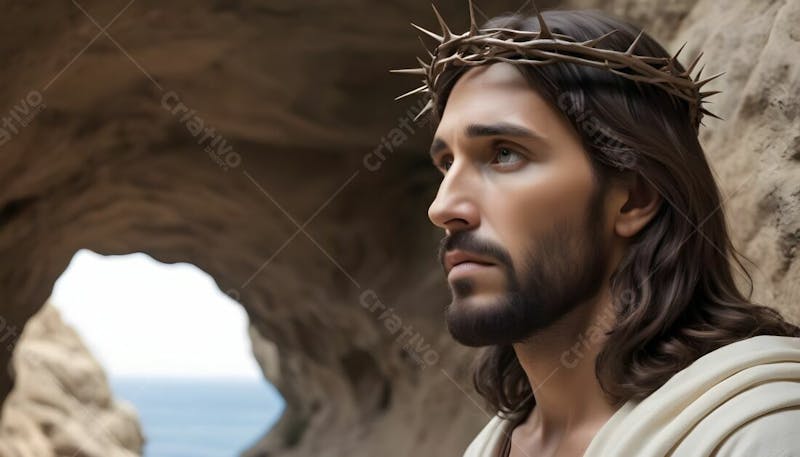 Composição de jesus cristo com coroa de espinhos v.9