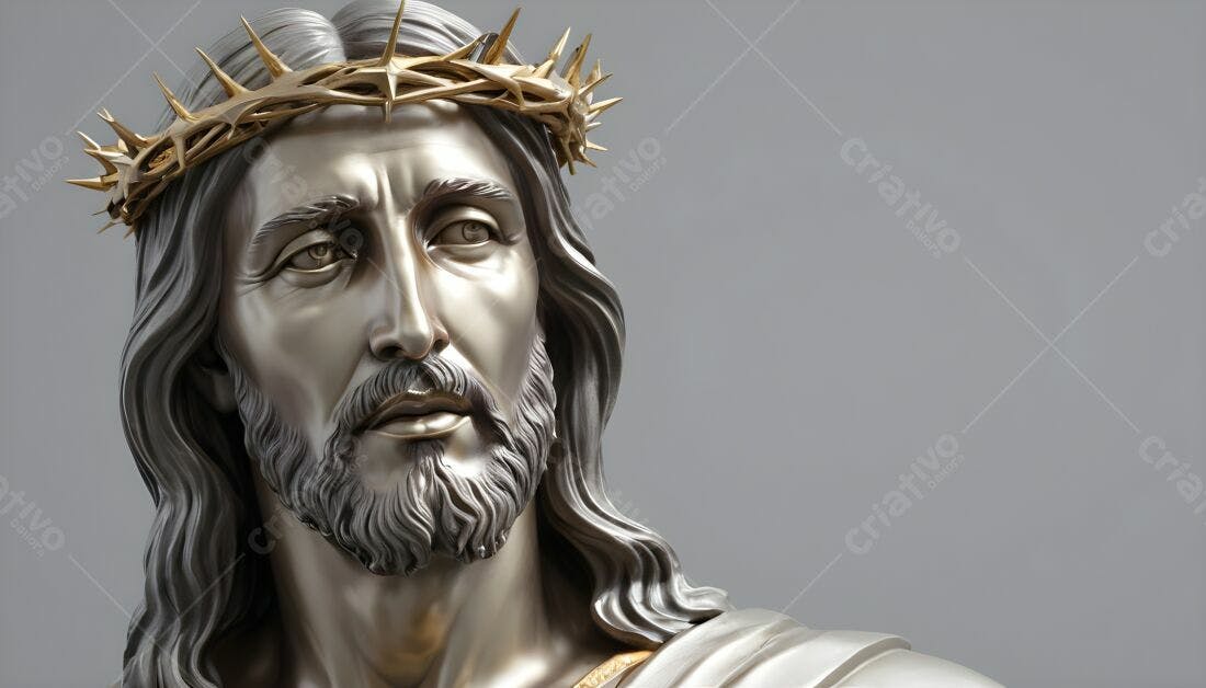 Estátua de Jesus Cristo com coroa de espinhos
