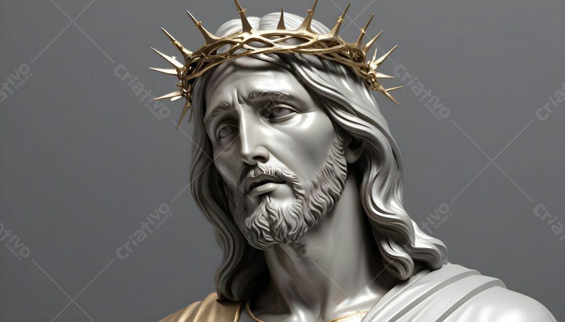Estátua de Jesus Cristo com coroa de espinhos