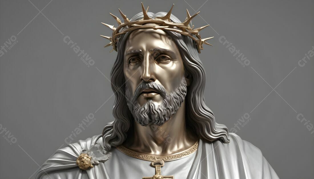Busto de Jesus Cristo com coroa de espinhos