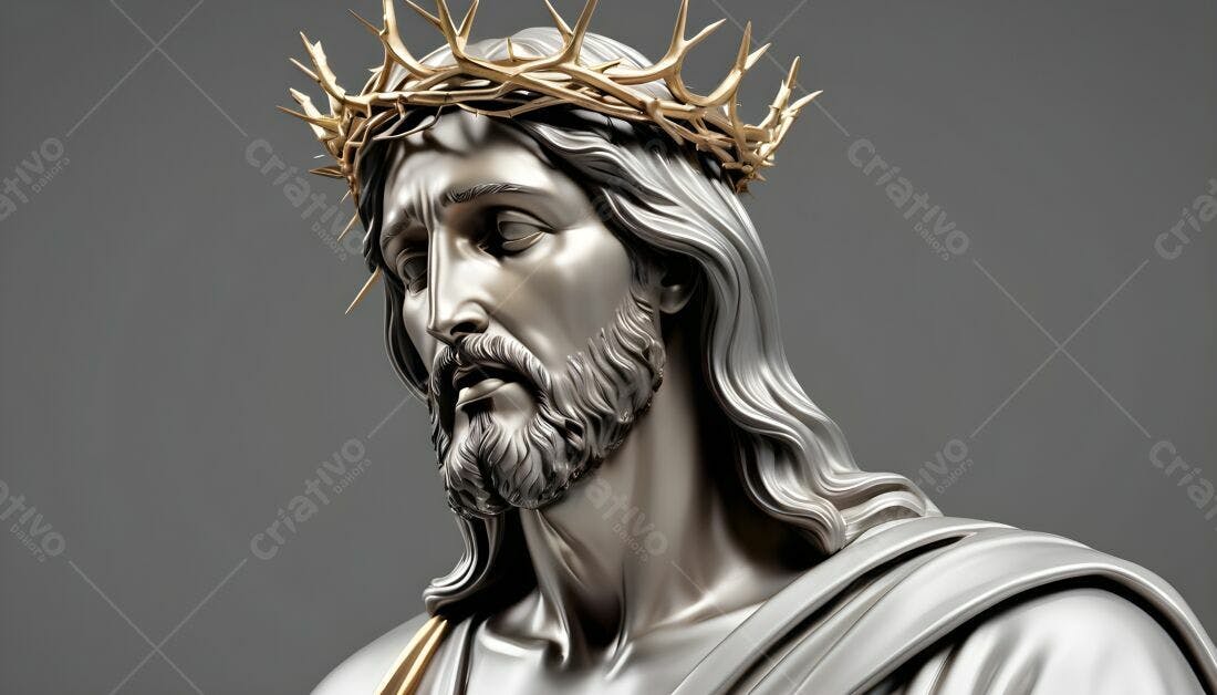 Estátua de Jesus Cristo com coroa de espinhos