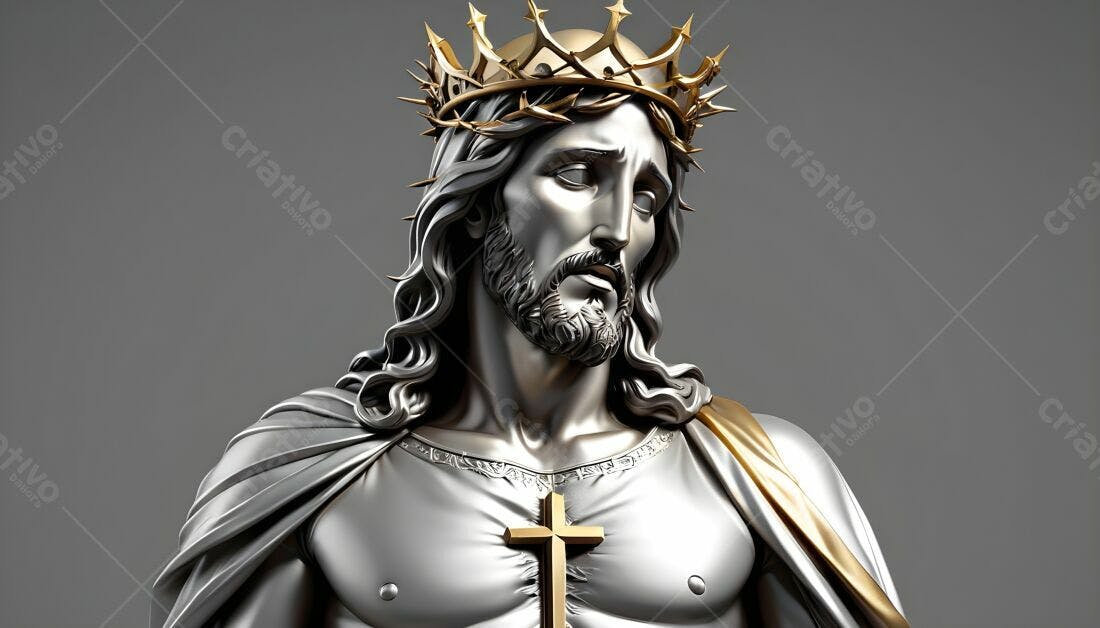 Estátua de Jesus Cristo Rei com coroa de espinhos