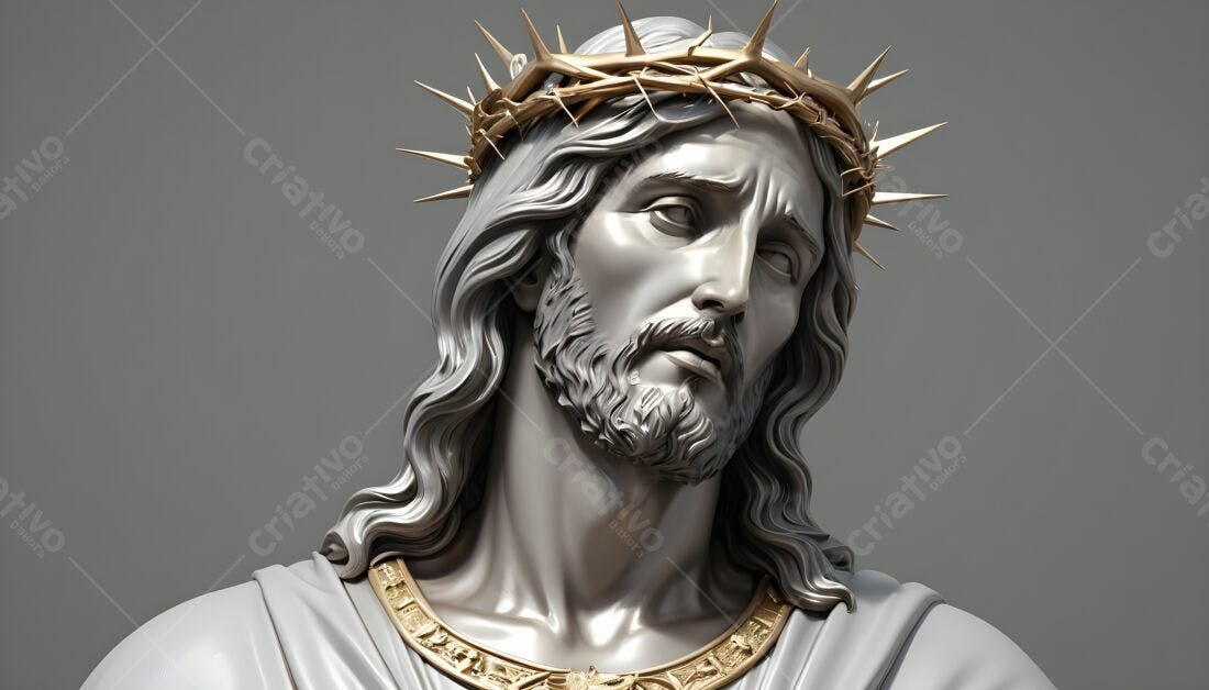 Estátua de Jesus Cristo com coroa de espinhos