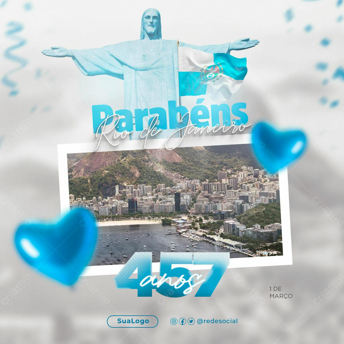 Postagem Aniversário Rio de Janeiro PSD Editável