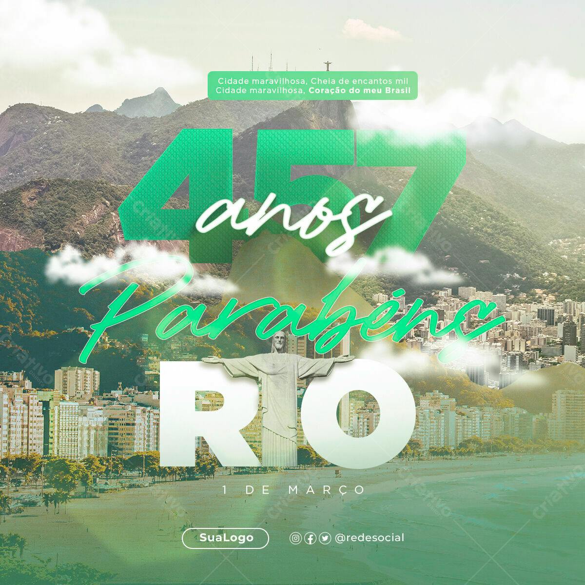Flyer Aniversário 457 anos Rio de Janeiro PSD Editável