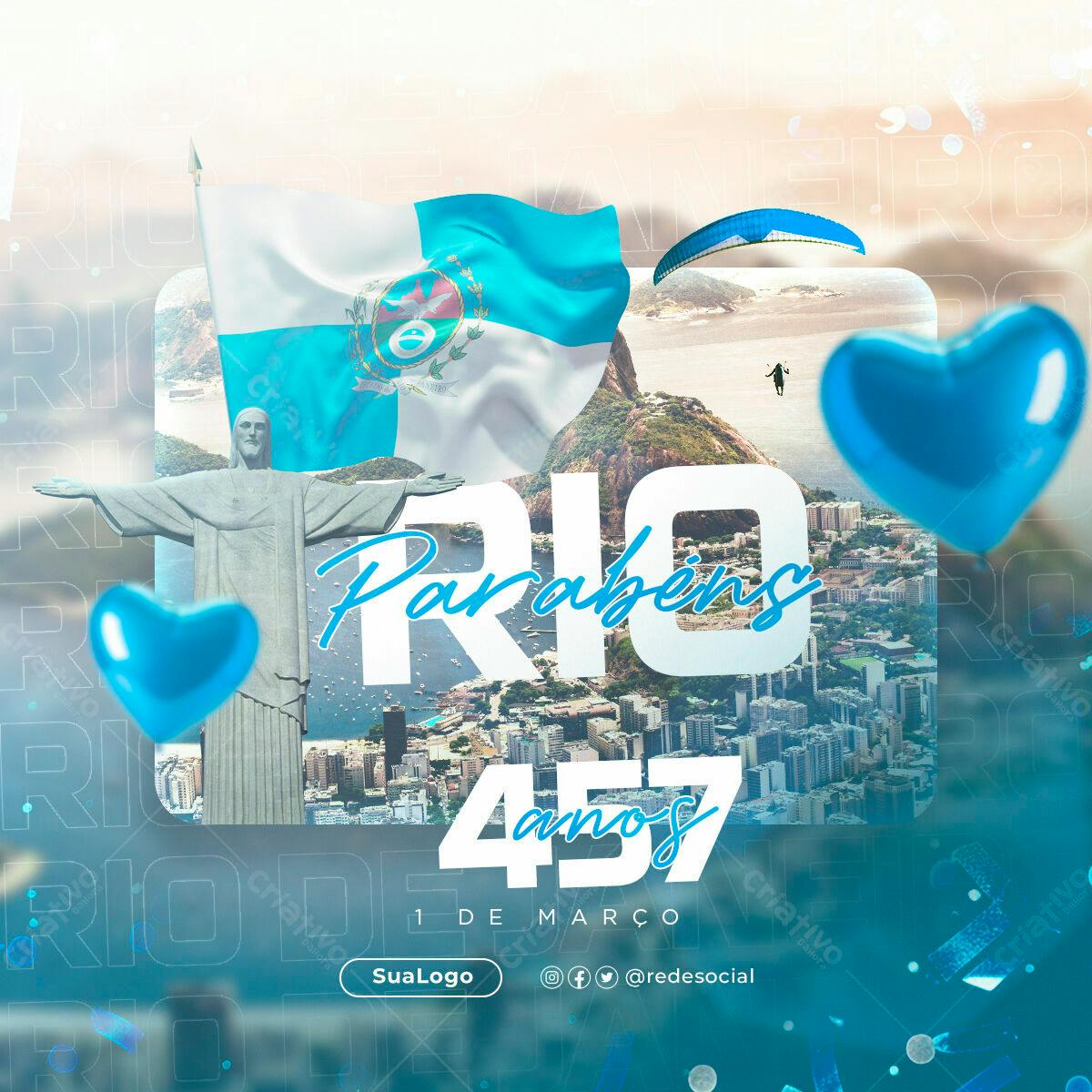 Postagem Aniversário Rio de Janeiro 457 anos PSD Editável