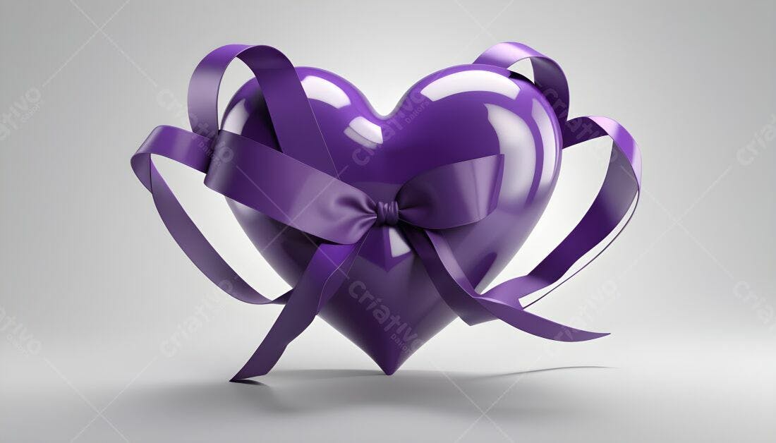 Coração Roxo com Laço Presente Dia dos Namorados