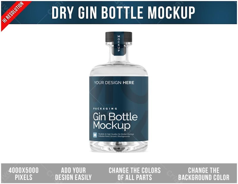 Garrafa de gin mockup