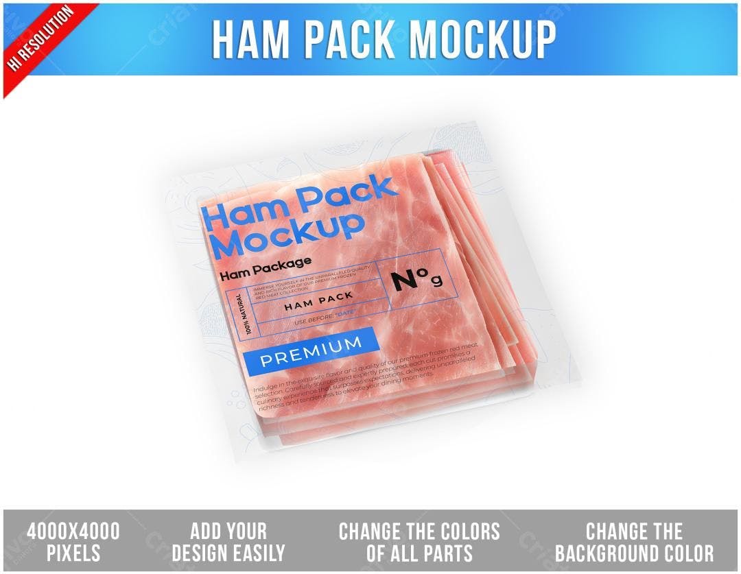 Mockup Embalagem de Presunto PSD Editável
