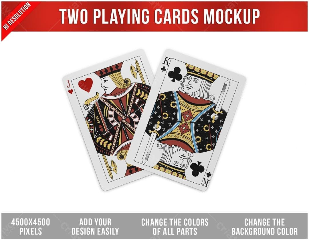 Mockup de Cartas de Baralho: Valete e Rei em Estilo Vintage