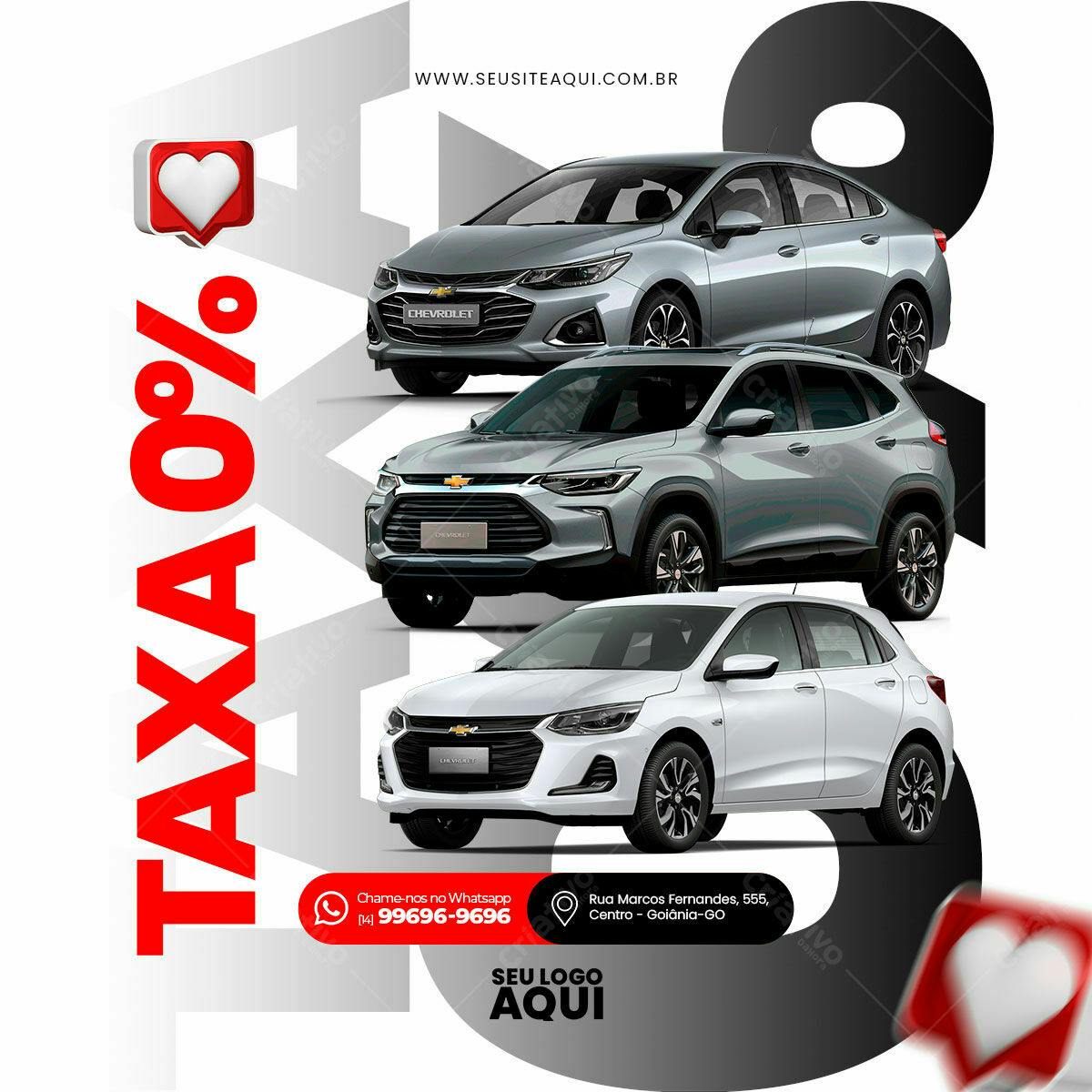 Flyer Promoção de Carros Chevrolet 0% PSD Editável