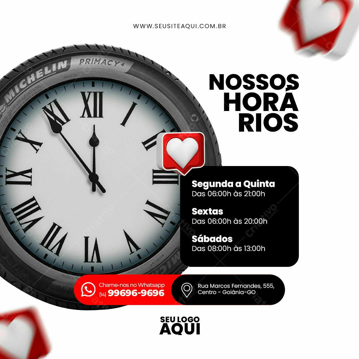 Post para Horários de Funcionamento PSD Editável
