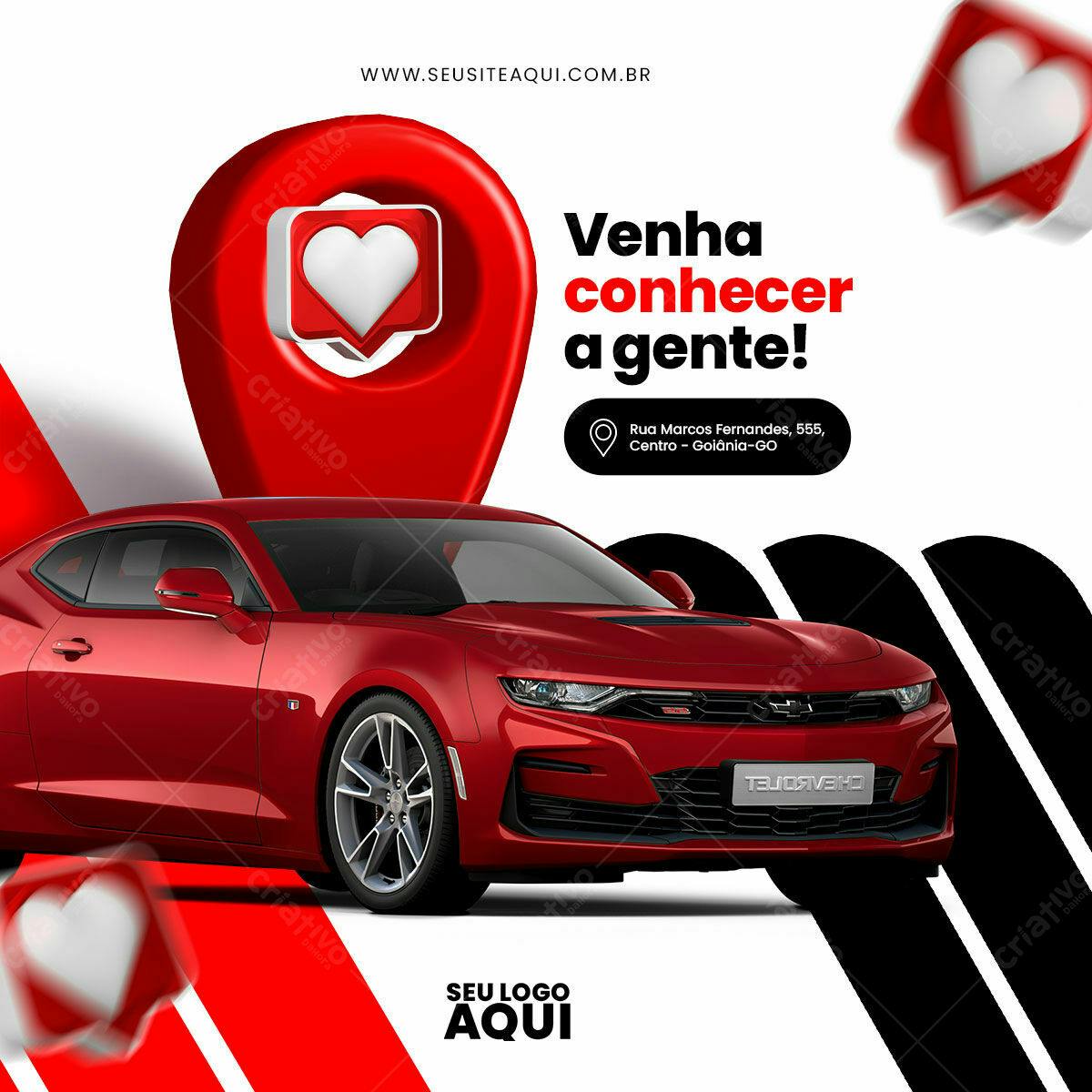 Postagem Redes Sociais Carro Vermelho PSD Editável