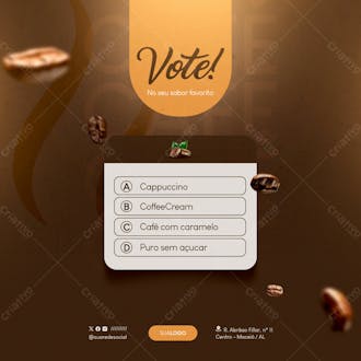 Enquete instagram vote no seu sabor cafeteria social media feed