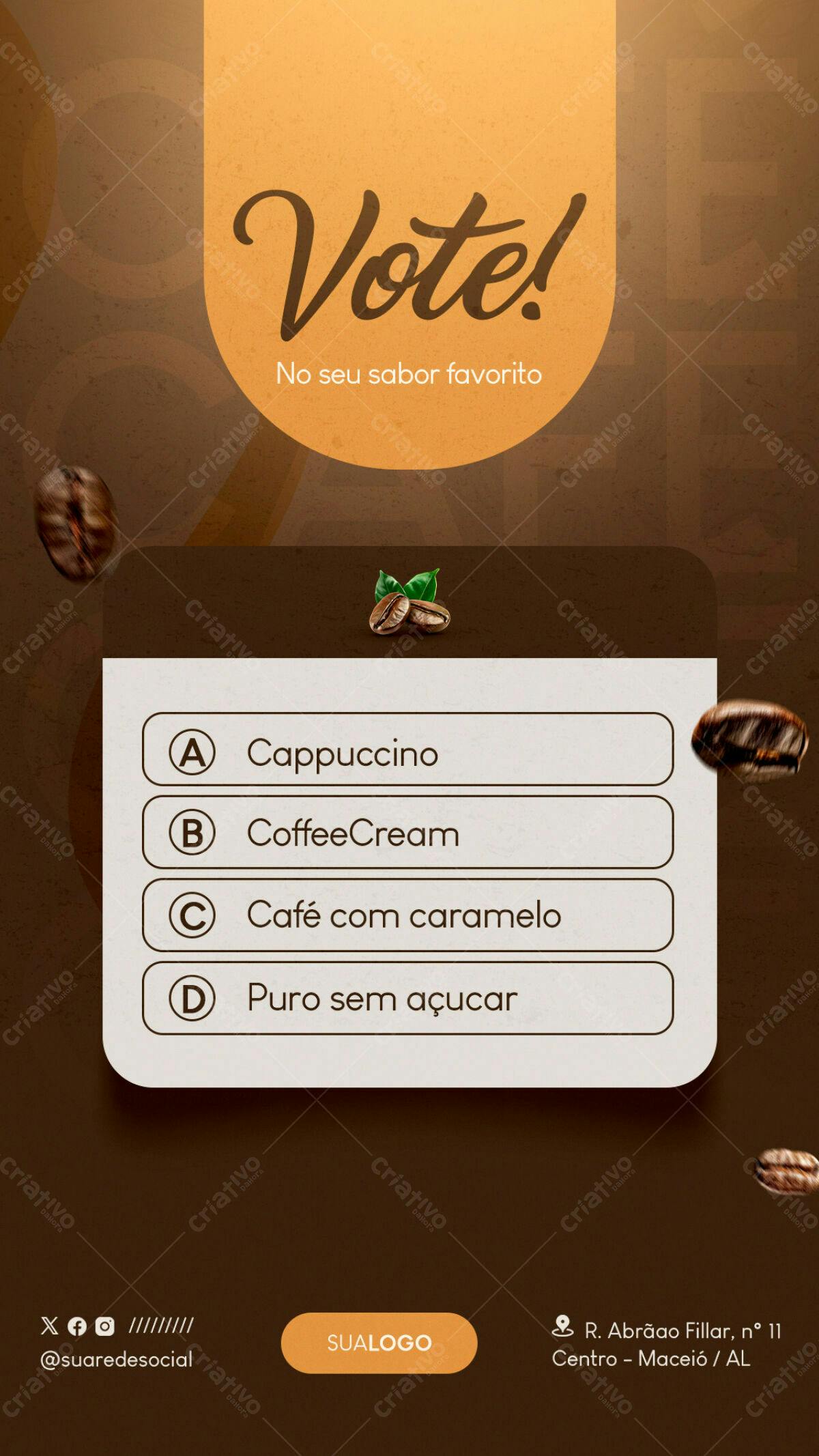Flyer para Enquete de Sabores de Café PSD Editável