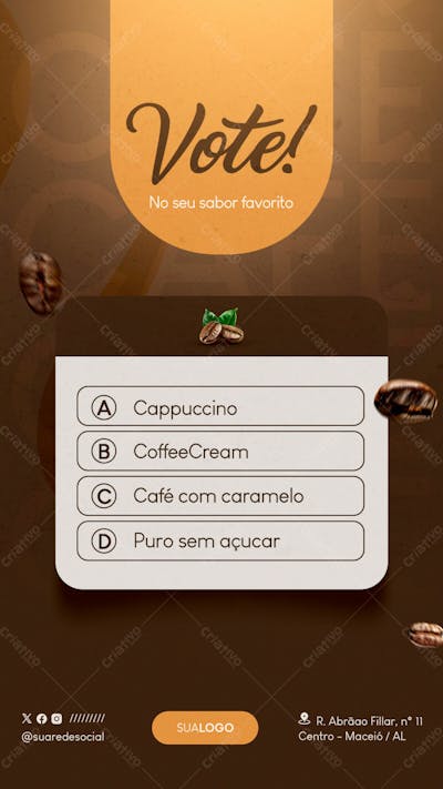 Enquete Instagram Vote No Seu Sabor Cafeteria Social Media Story
