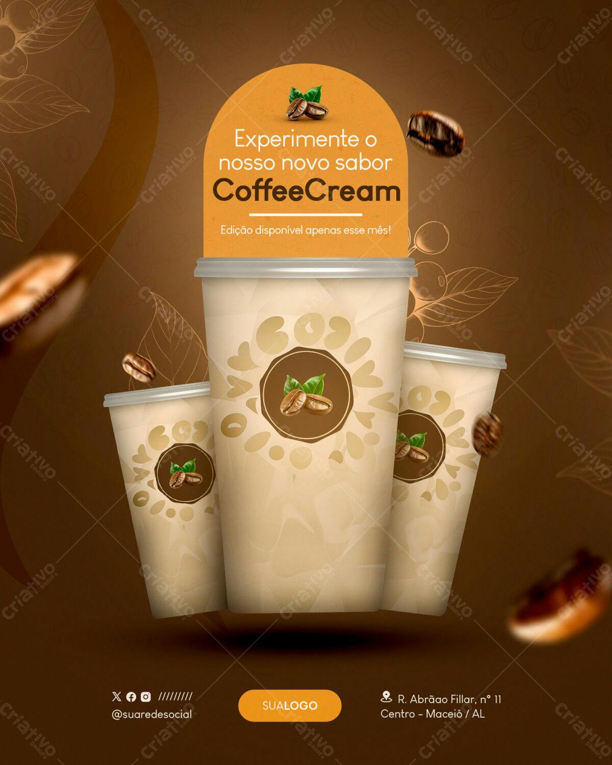 Embalagem para Café CoffeeCream PSD Editável