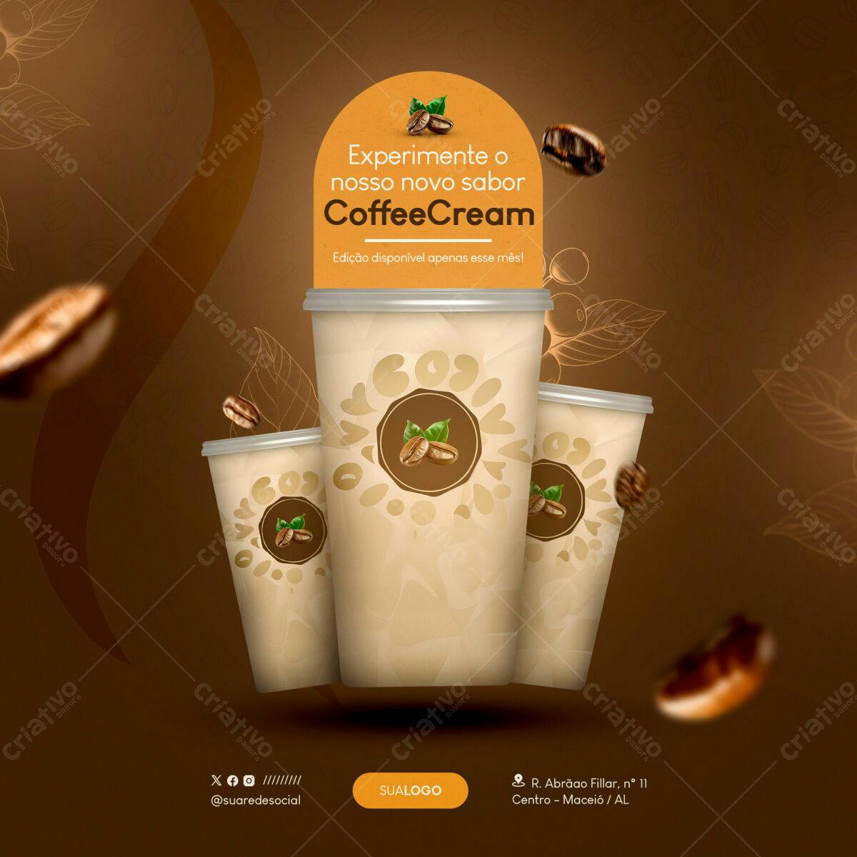 Mockup de Copos para Café Coffee Cream PSD Editável