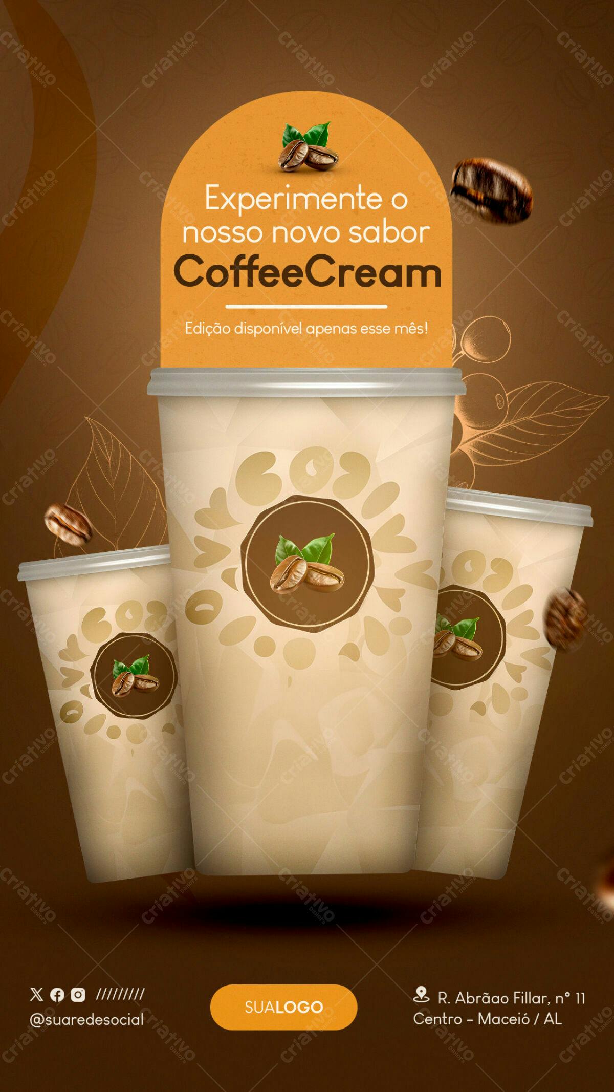 Embalagem para Café CoffeeCream PSD Editável