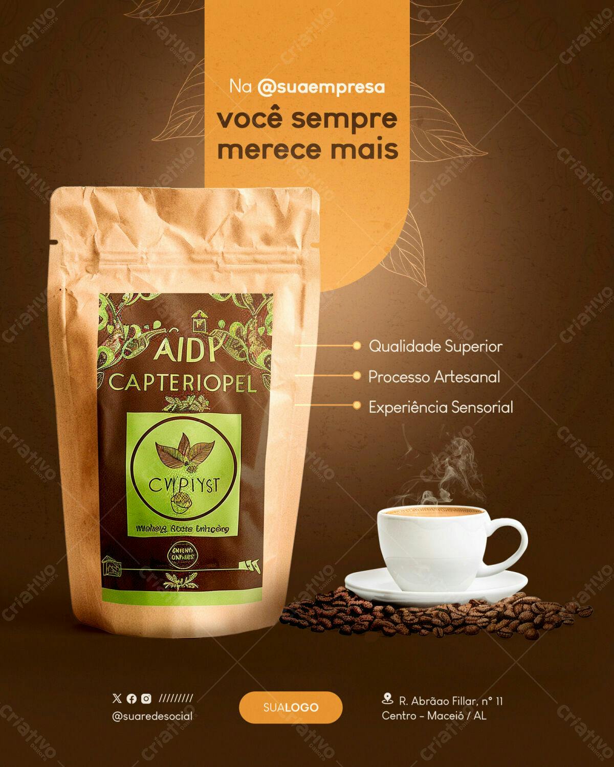 Embalagem para Café Artesanal PSD Editável