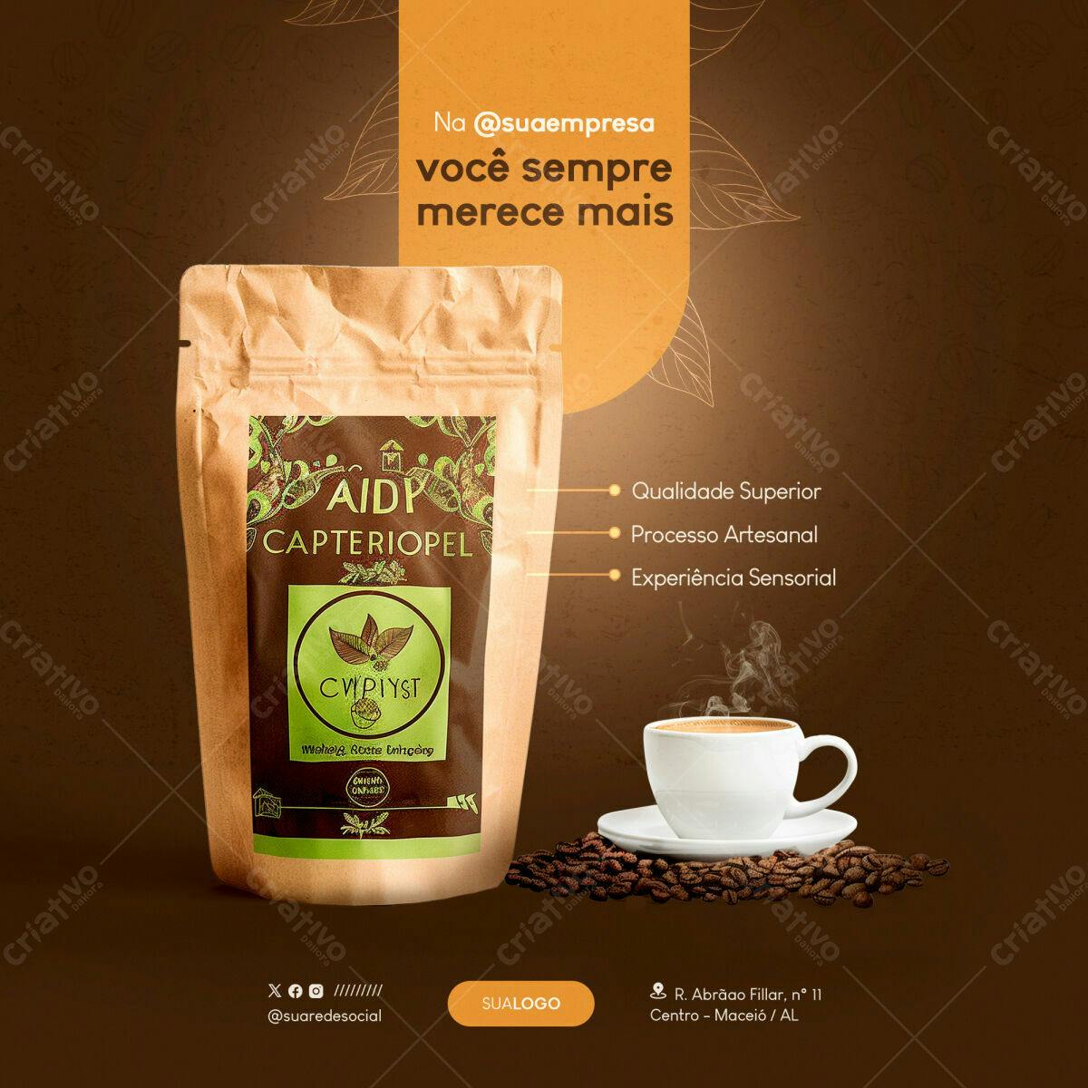 Embalagem para Café Artesanal PSD Editável