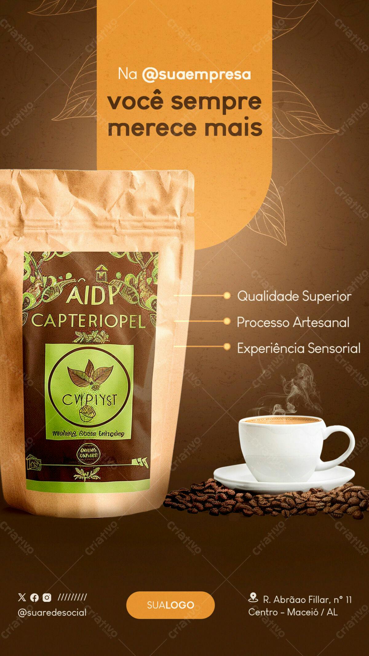 Embalagem para Café Artesanal PSD Editável