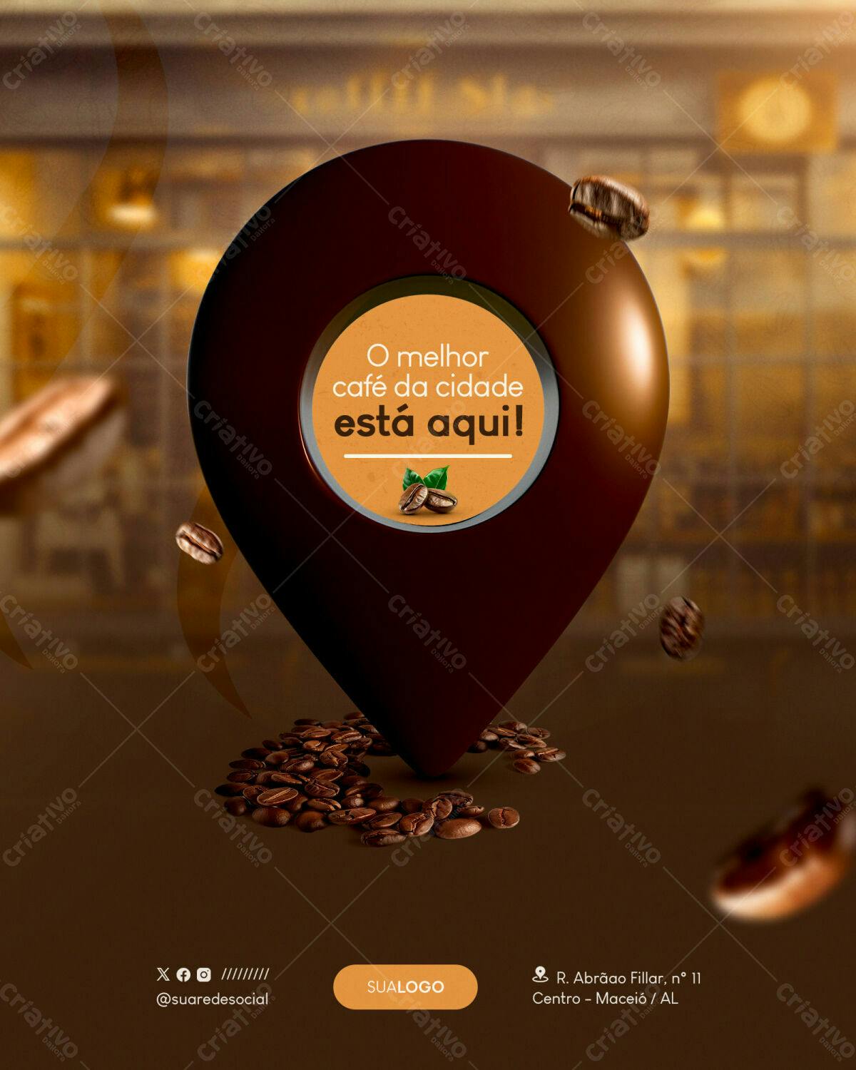 Postagem Redes Sociais Café PSD Editável