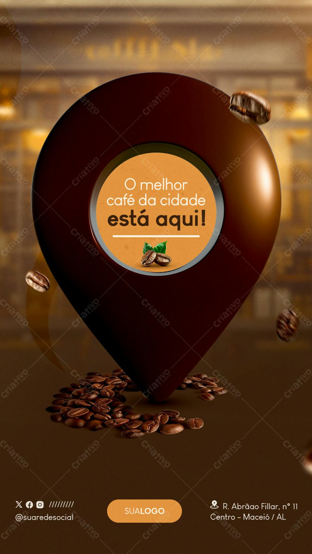 O Melhor Café Da Cidade Está Aqui Localização Social Media Cafeteria Story