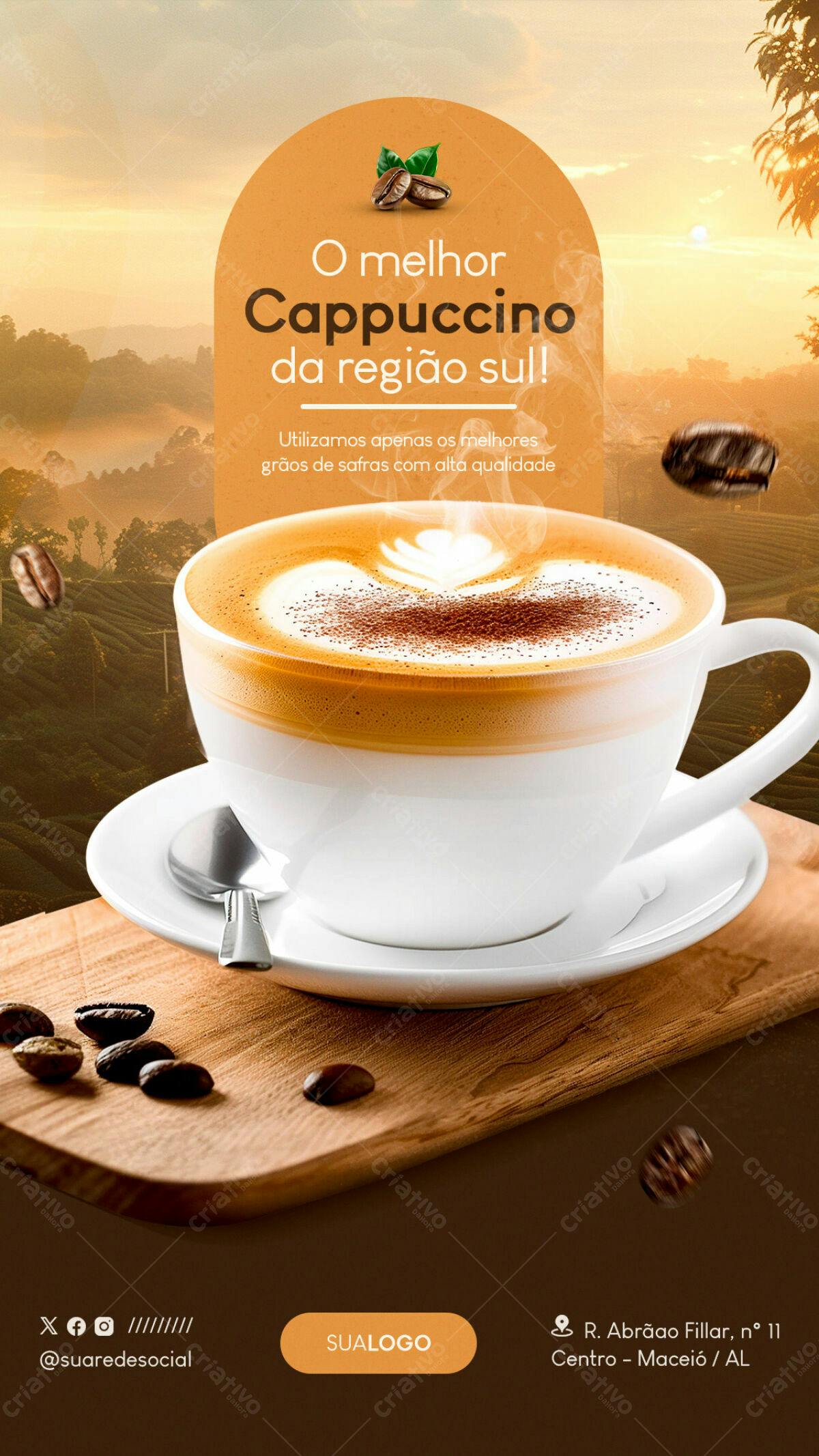 Flyer para Cafeteria Cappuccino PSD Editável