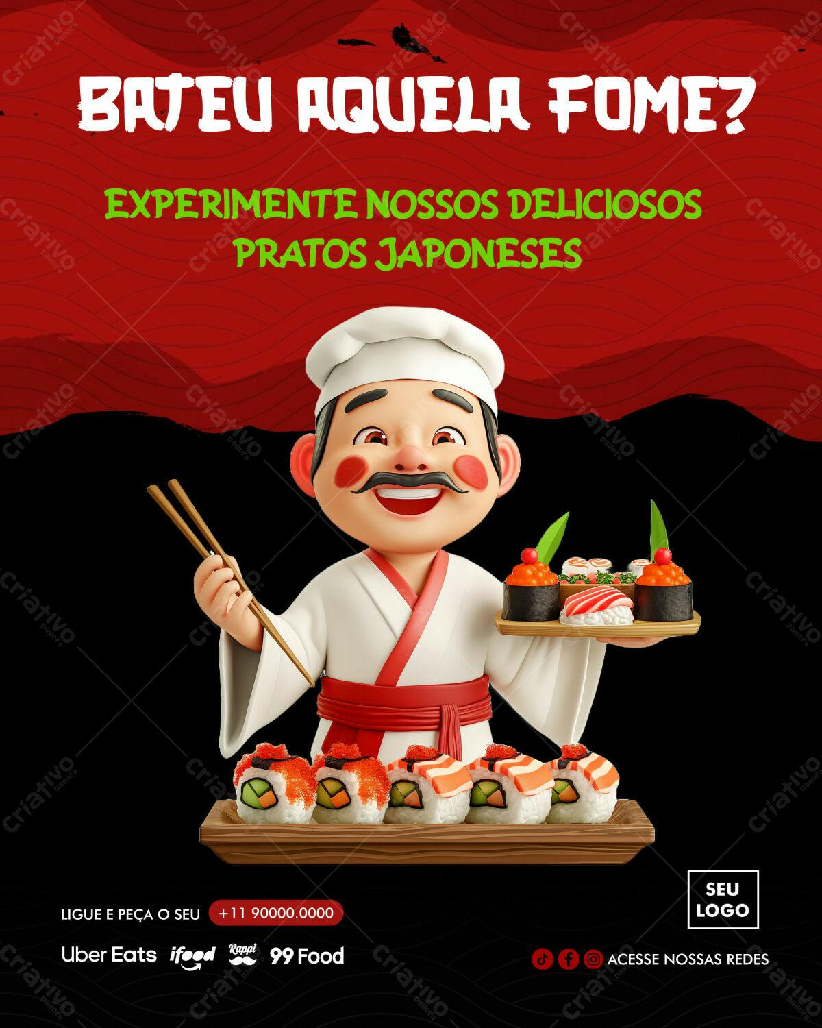 Flyer para Restaurante Japonês PSD Editável