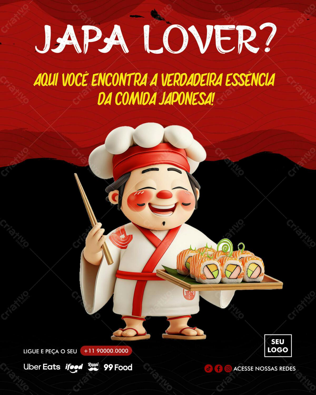 Flyer para Restaurante Japonês PSD Editável