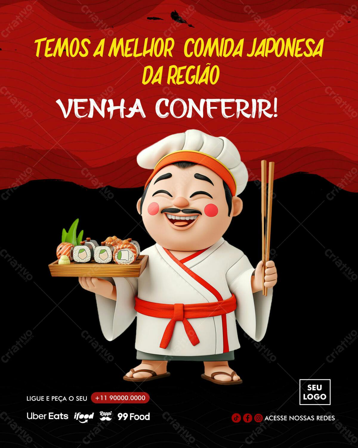 Flyer para Restaurante Japonês PSD Editável