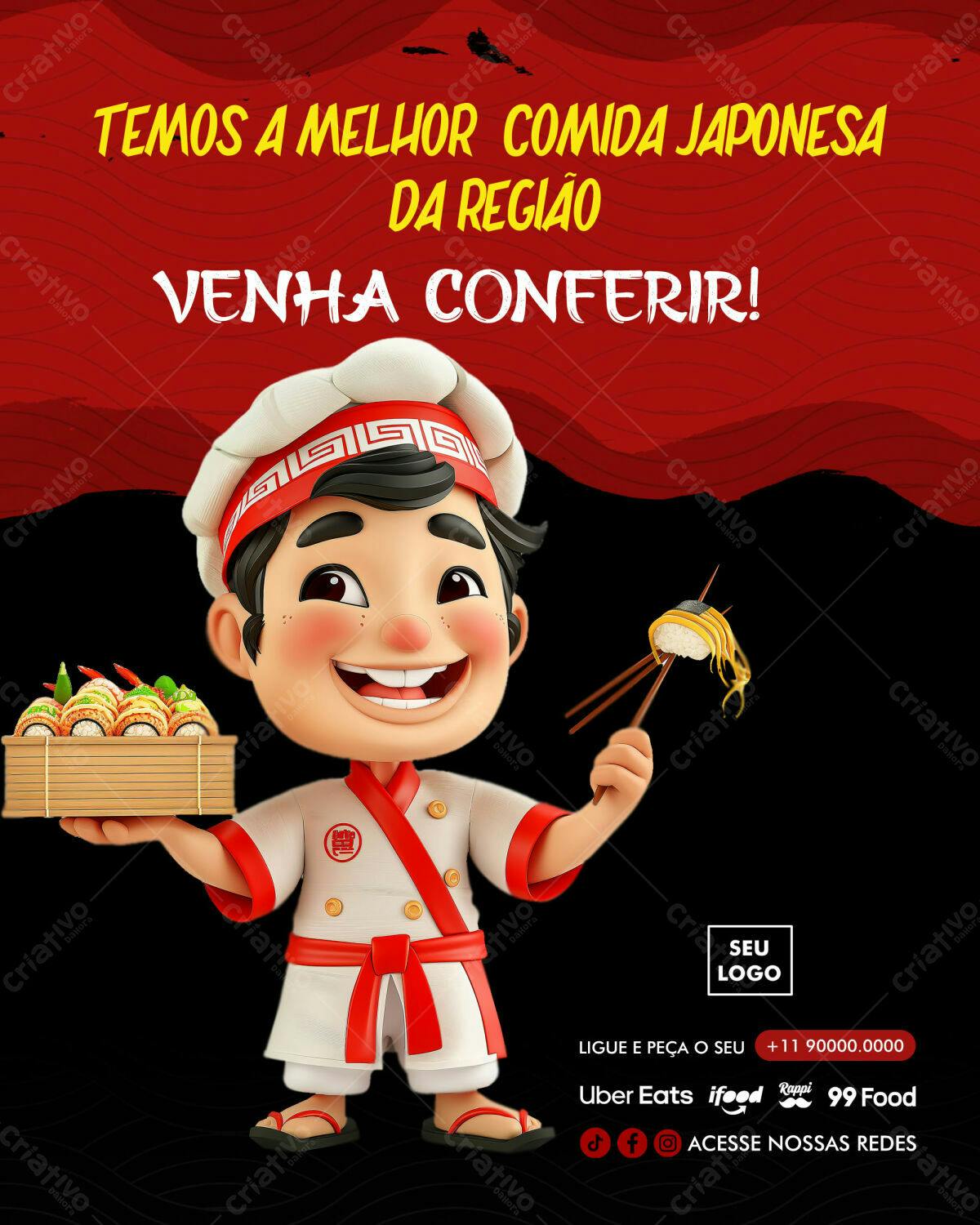 Flyer para Restaurante Japonês PSD Editável