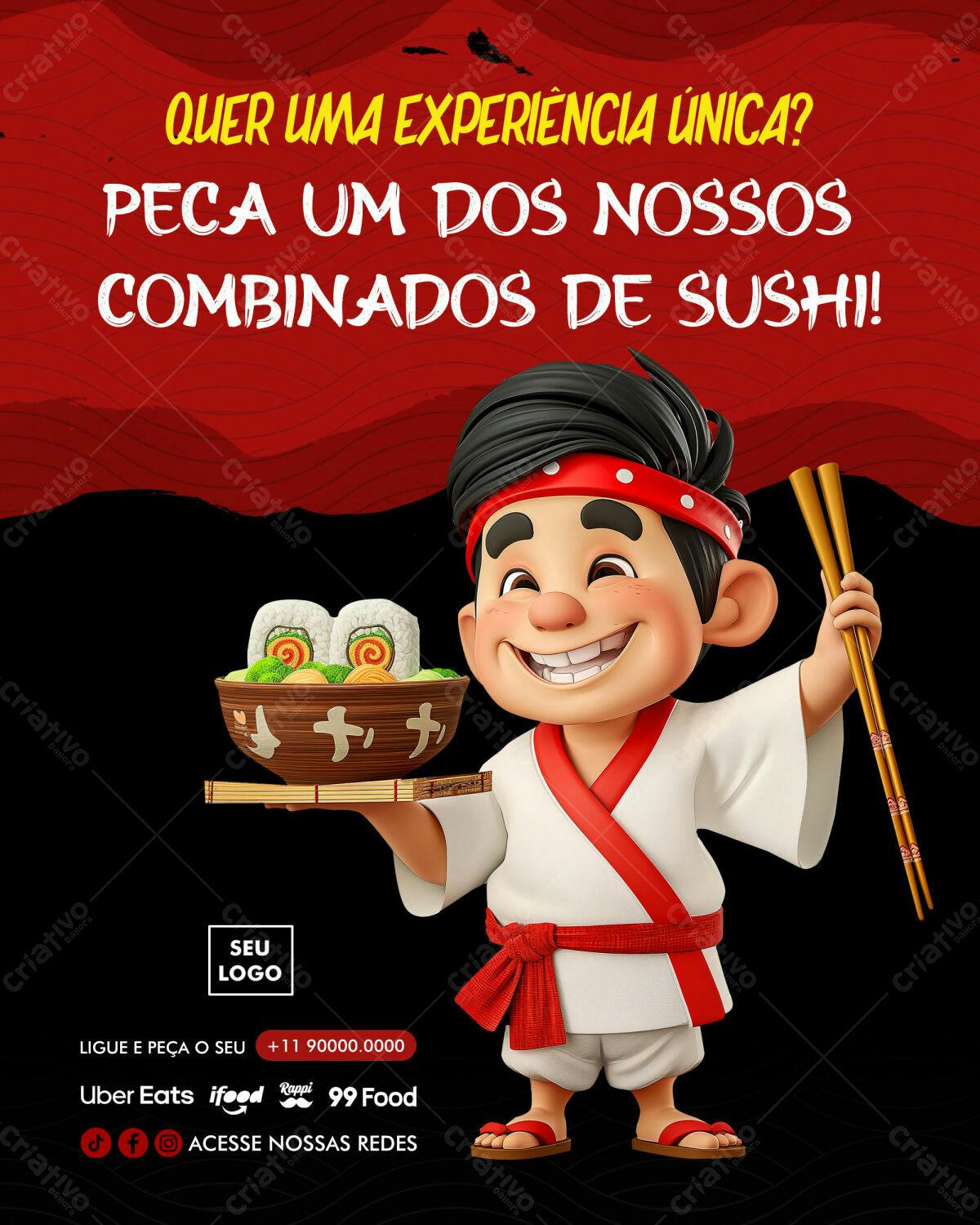 Flyer para Promoção de Sushi PSD Editável